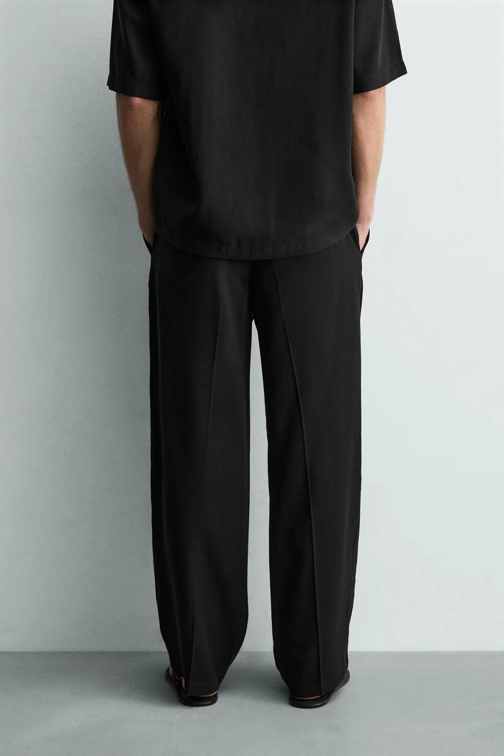 Свободные, струящиеся, плиссированные брюки ZARA, Black — фото 3