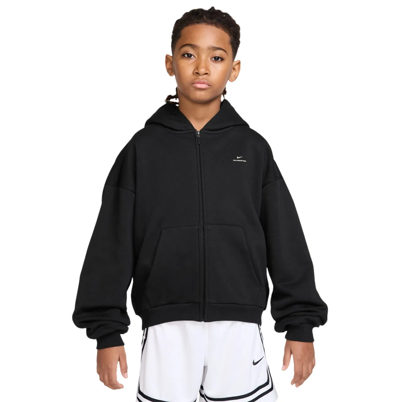 Детская толстовка на молнии с технологией Therma-FIT Standard Fleece Nike, белый/черный