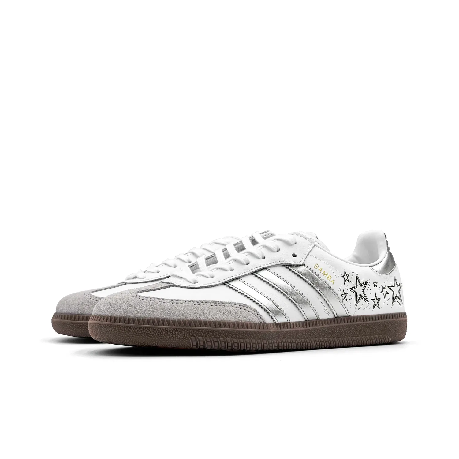 Детские кроссовки для скейтбординга с синтетическим верхом Adidas Originals SAMBA OG, Silver — фото 4