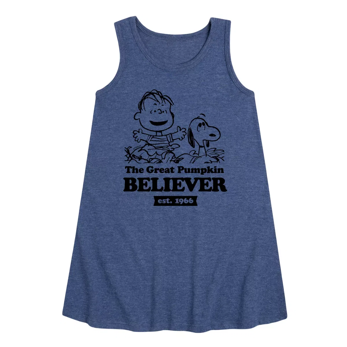 Детское платье-трапеция без рукавов The Great Pumpkin Believer Peanuts, Heather Navy