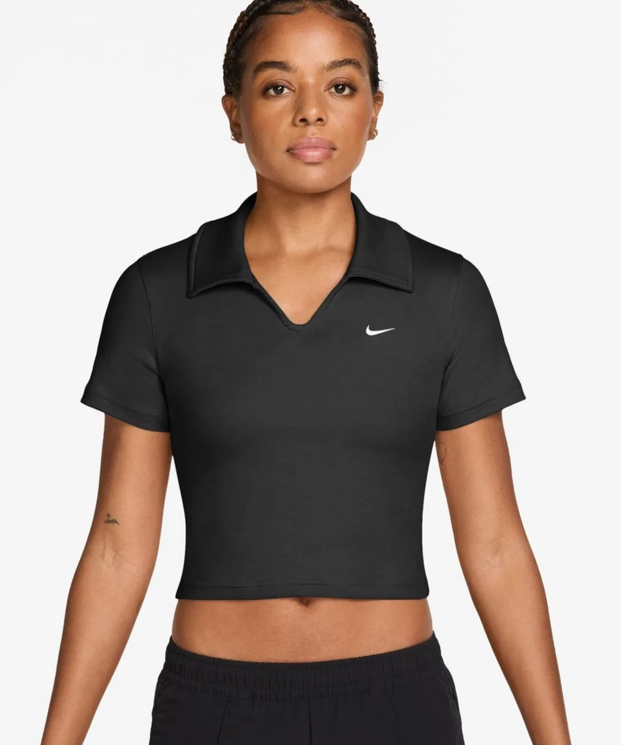 Женская футболка-поло с коротким рукавом, хлопковая NIKE, Black