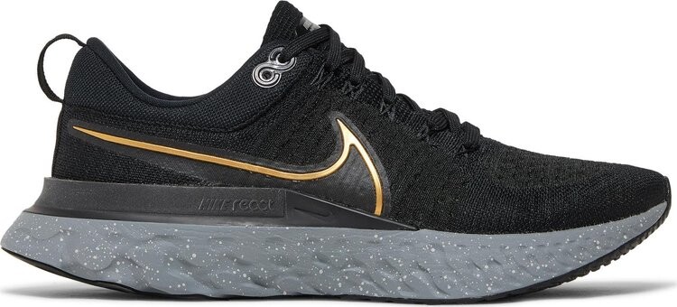 

Кроссовки Nike React Infinity Run Flyknit 2 'Black Metallic Gold', черный