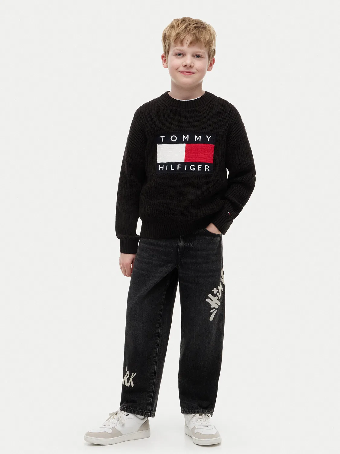 Пуловер стандартного кроя для мальчика Heritage Tommy Hilfiger, черный — фото 2