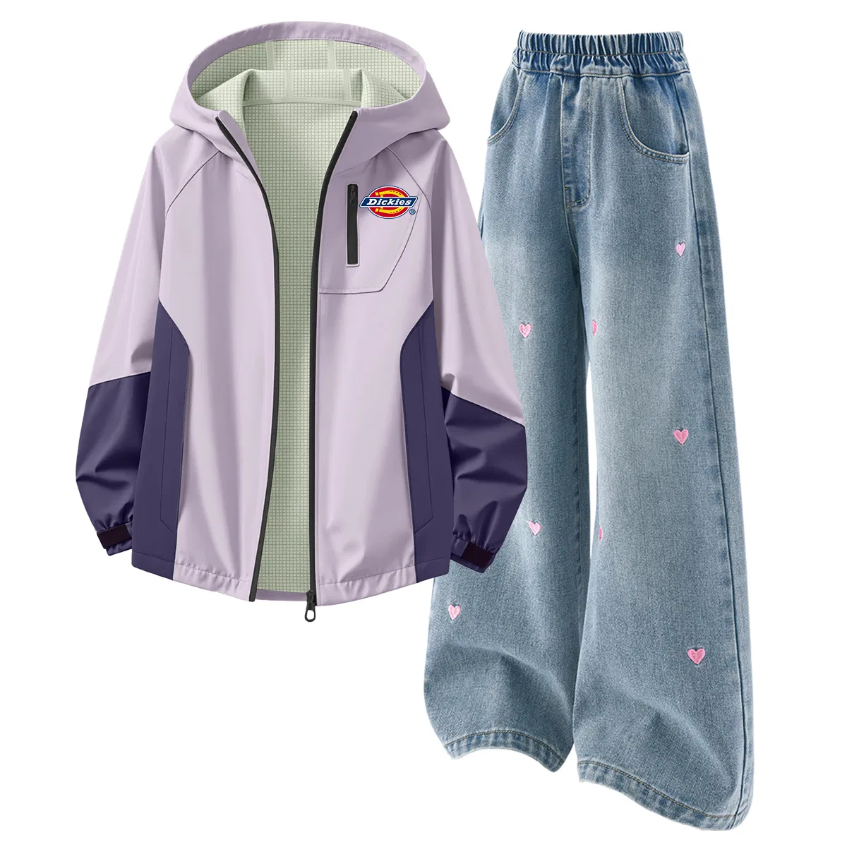 Детский спортивный комплект с капюшоном Dickies, Cherry Blossom Pink/Solid Color Sea Salt Blue — фото 4