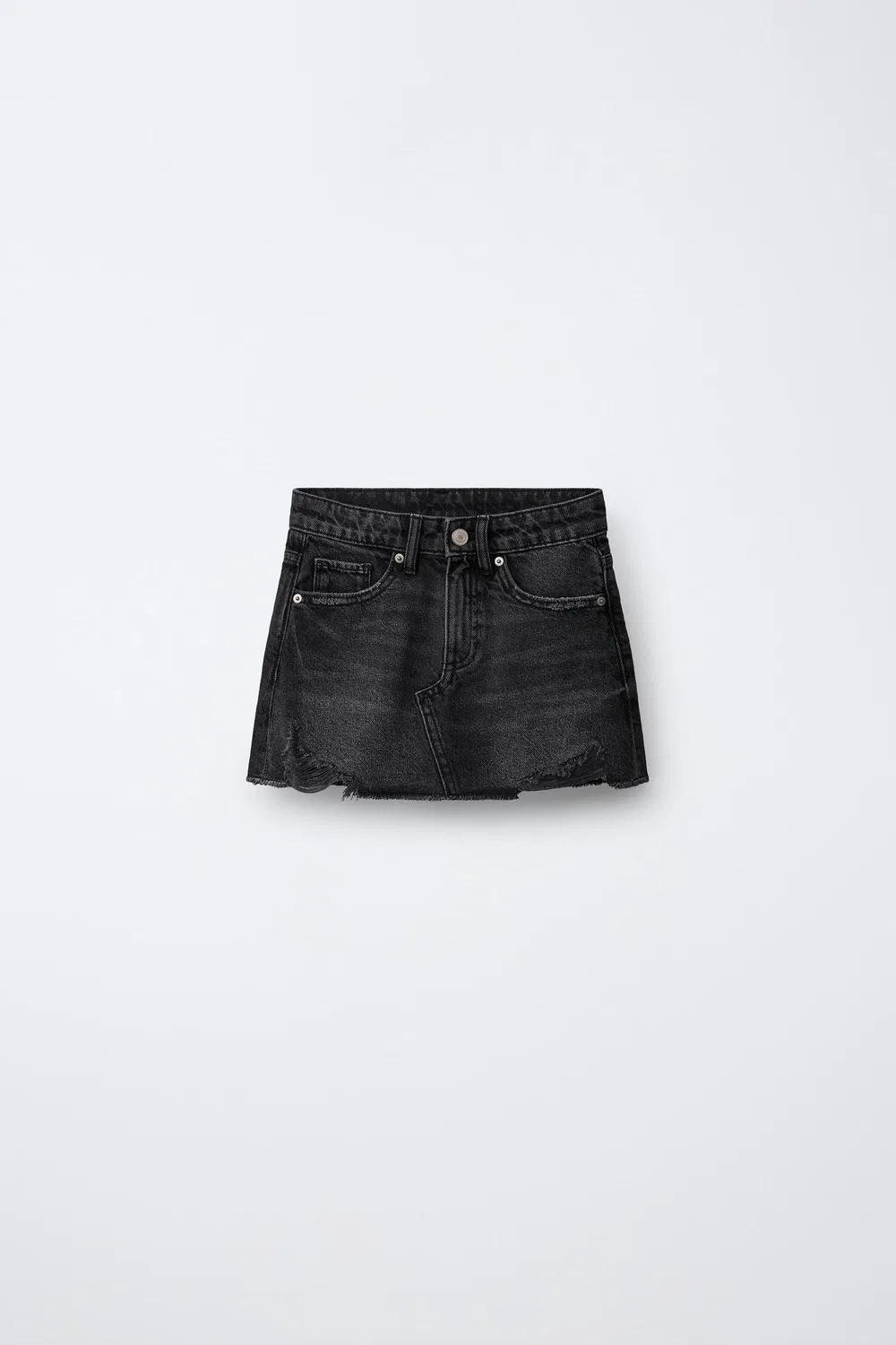 Рваная джинсовая юбка ZARA, Black
