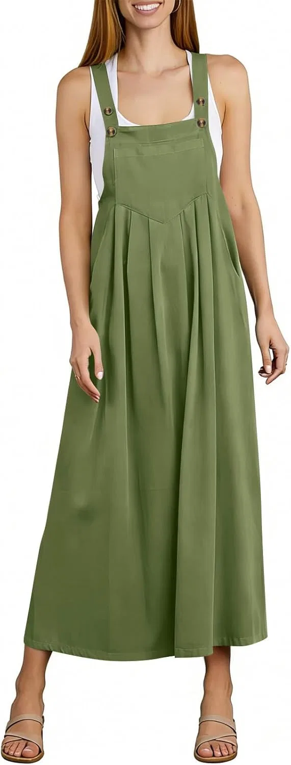 Женский повседневный сарафан макси с регулируемыми бретелями, Light Green