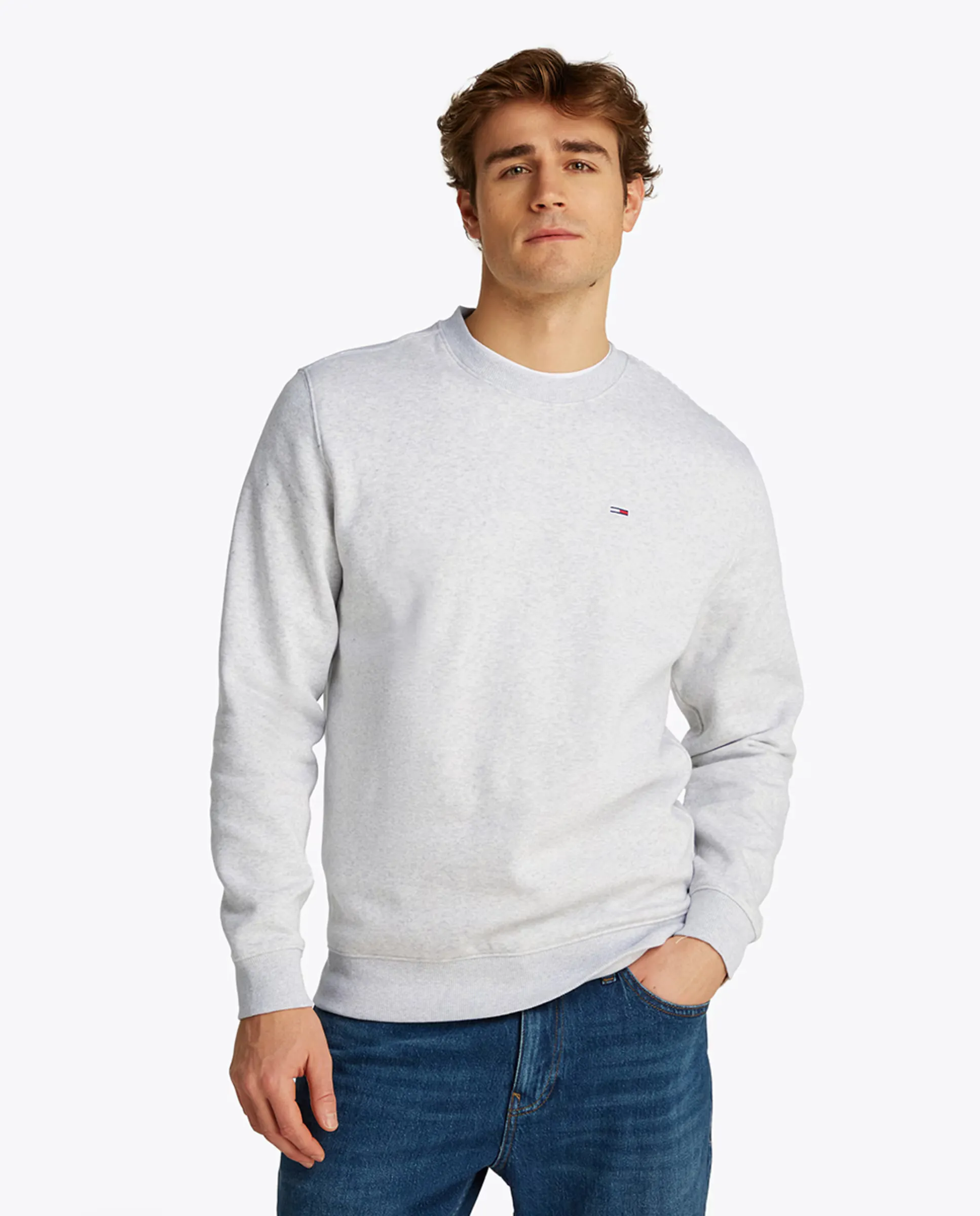 

Мужская толстовка с круглым вырезом, классический крой Tommy Jeans, серый