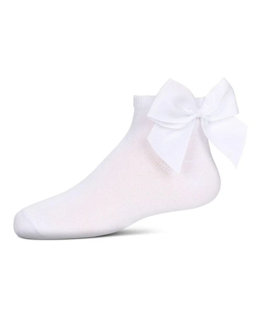 Детские носки-следки с бантиком сзади, хлопковые MeMoi, White