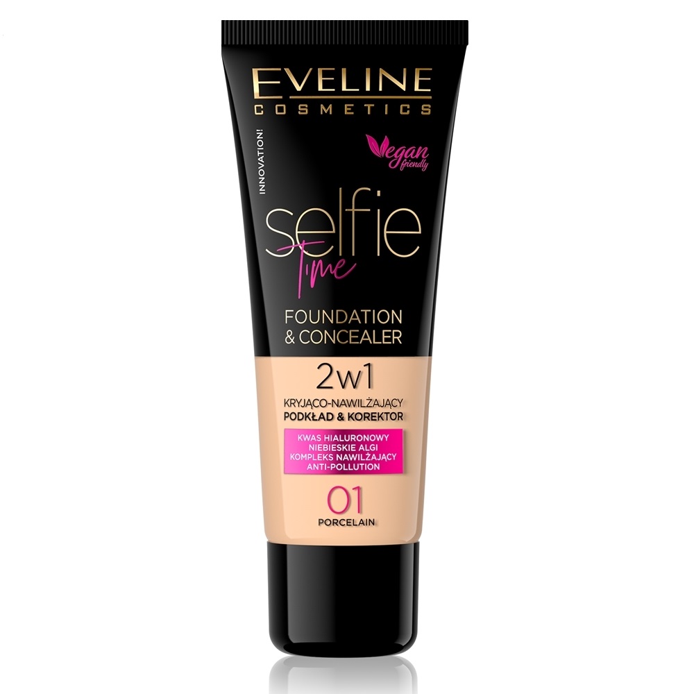 

Тональный крем и консилер 2в1 Eveline Cosmetics Selfie Time, 01 porcelain