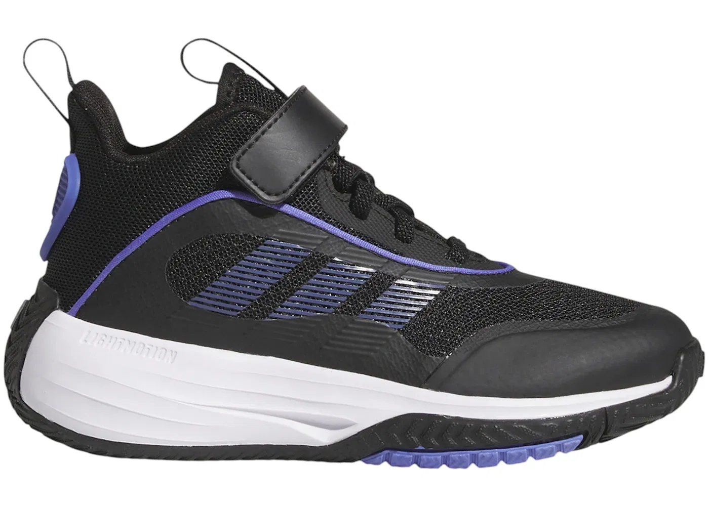 Детские кроссовки для мальчиков с длинным шнурованием Adidas Ownthegame 3.0, Core Black Semi Cobalt Blue Cloud White