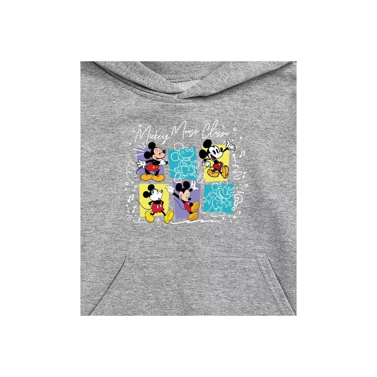 Детское худи с принтом Mickey Mouse Sketches Disney, Athletic Heather — фото 2