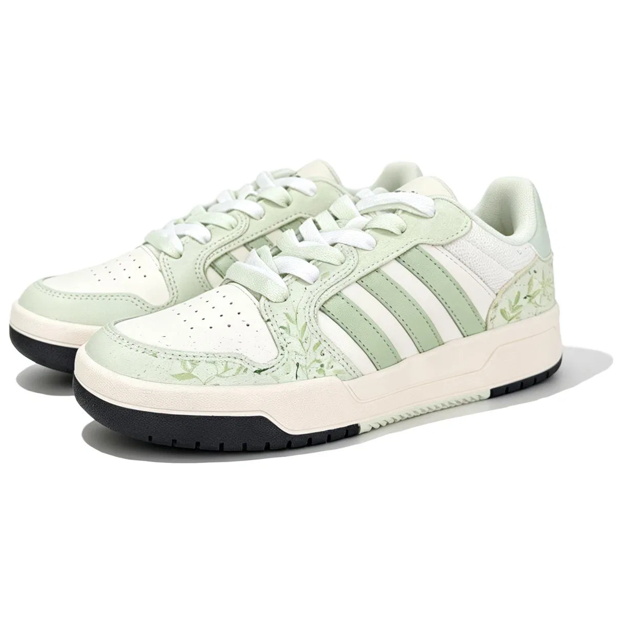 Детские скейтборд-кроссовки Adidas с принтом ENTRAP, бело-зеленые — фото 4