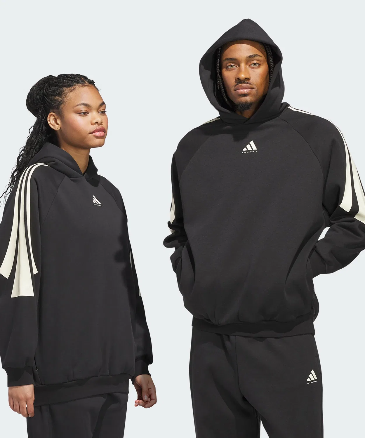 Мужское худи с длинным рукавомAdidas Three Stripes Fleece Hoodie, Black