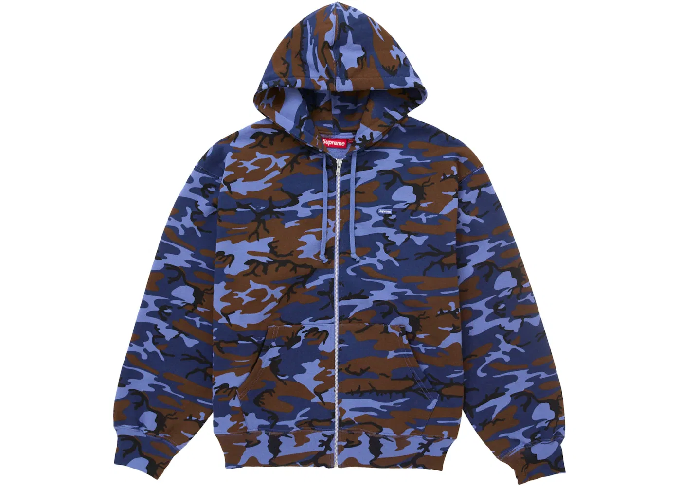 Мужская худи с молнией Small Box Zip Up Hooded Sweatshirt Supreme, Blue Camo