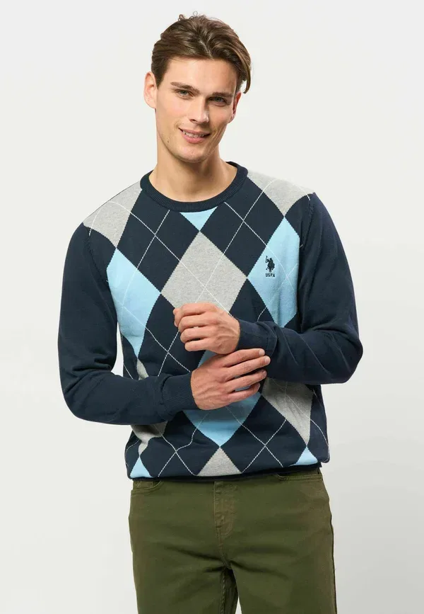 Джемпер клетчатый Dzemperis U.S. Polo Assn, dark sapphire U.S. Polo Assn., темный сапфир