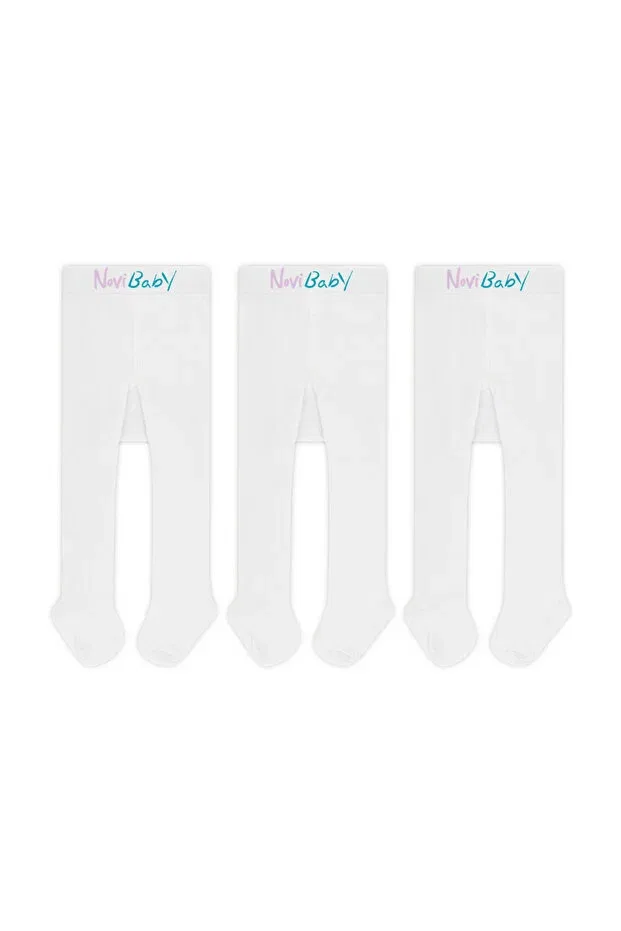 Детские колготки хлопковые 3 шт Novibaby, White-White-White-White