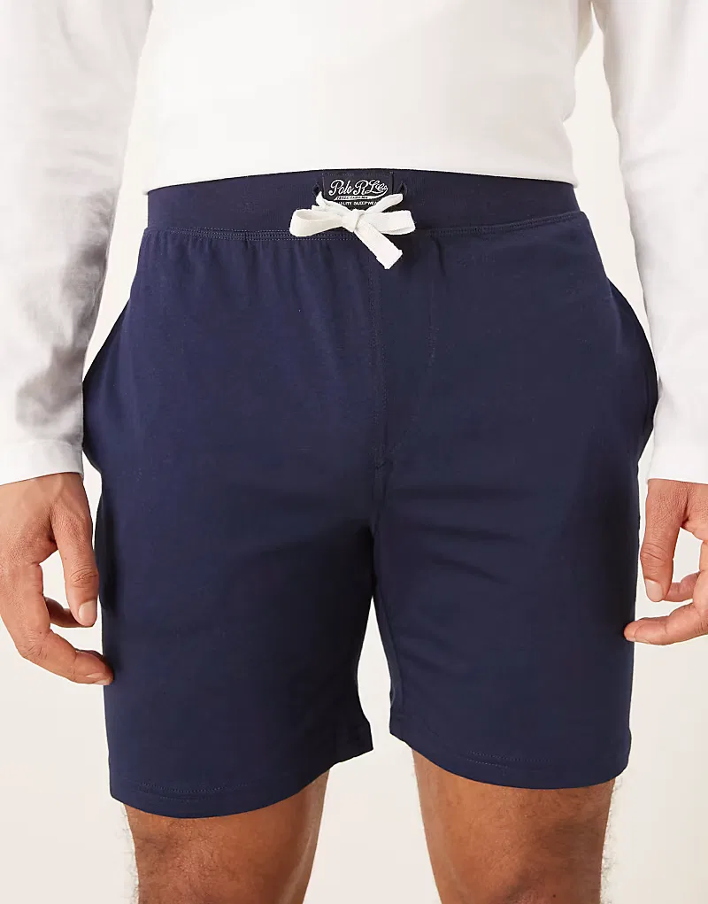 Хлопковые трикотажные шорты для сна Polo Ralph Lauren, темно-синий, для круизного отдыха — фото 4