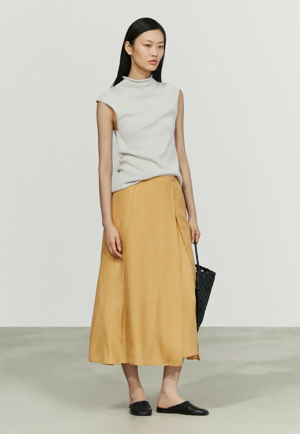 Юбка А-силуэта Massimo Dutti, Light Yellow — фото 2