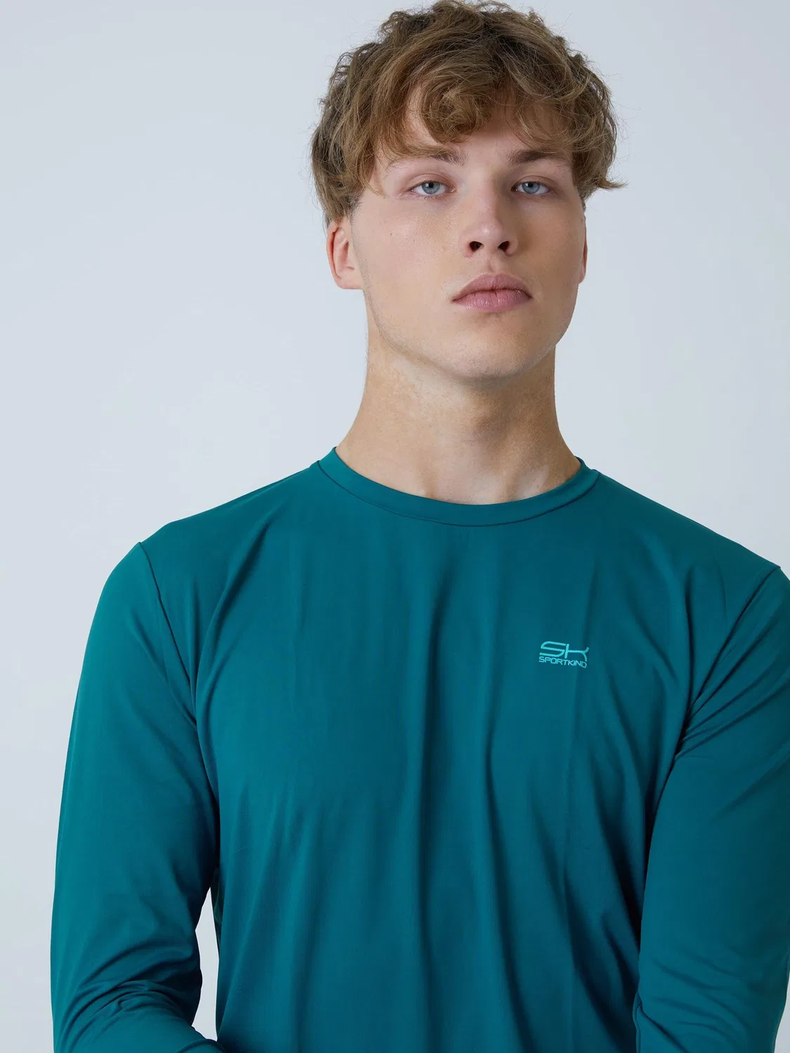 Спортивная футболка Sportkind Performance Shirt с круглым вырезом и длинными рукавами, цвет Петровый — фото 4