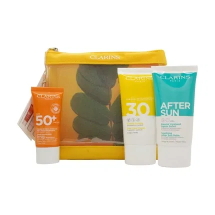 Набор для ухода за кожей после солнца с очень высокой защитой SPF 50 Clarins, 50ml + 15ml + 75ml