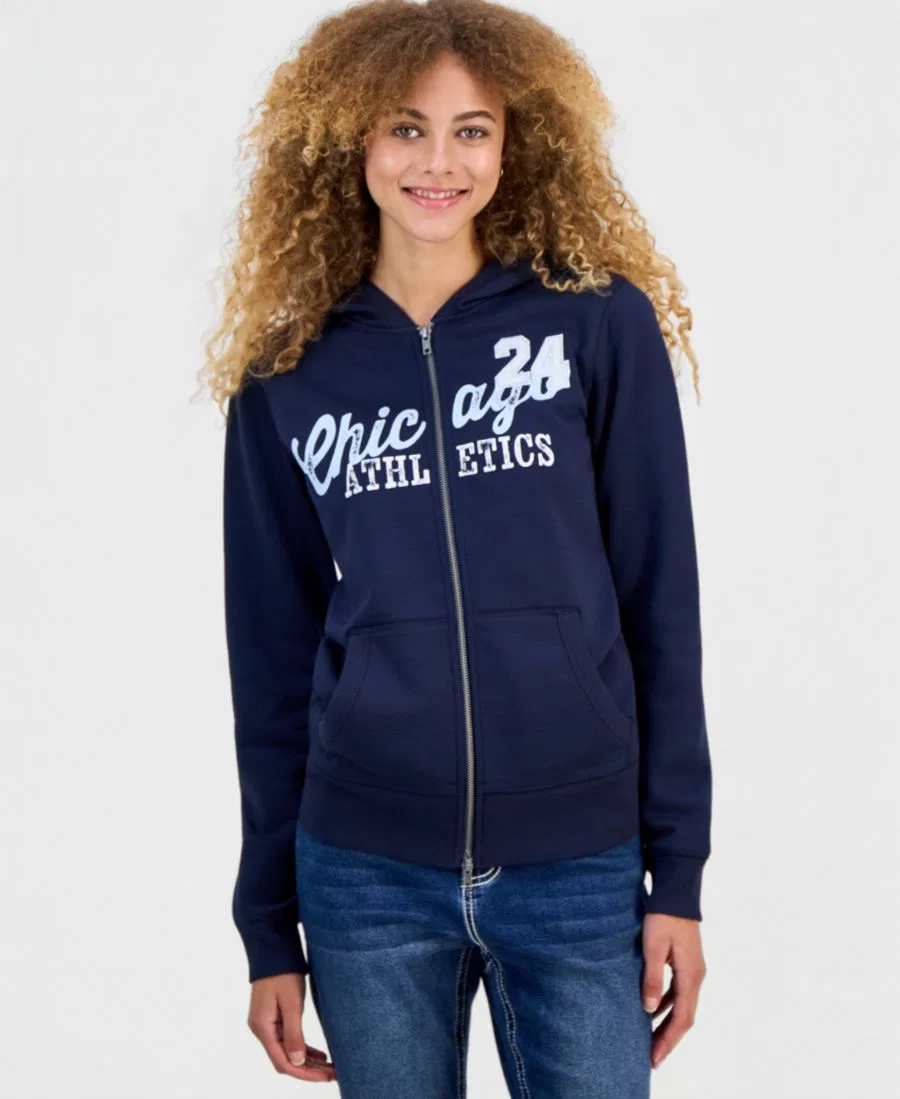 Комплект из флисовой кофты на молнии, топа и спортивных брюк Madden Girl, Navy Blazer — фото 2