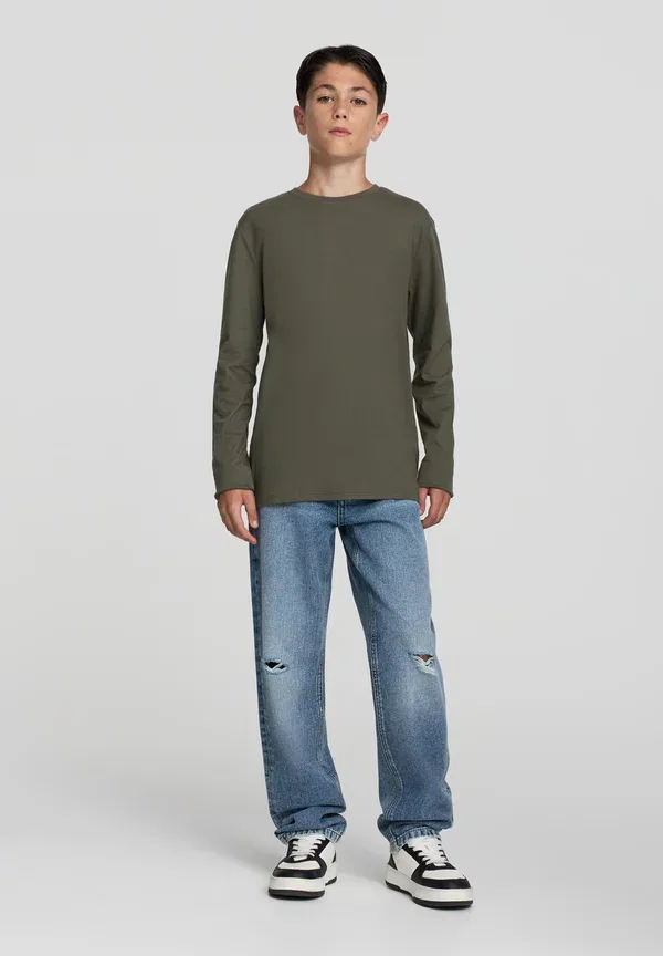 Комплект из 3 футболок с длинным рукавом, хлопок, Terranova, Green, Grey, черный/зеленый/серый