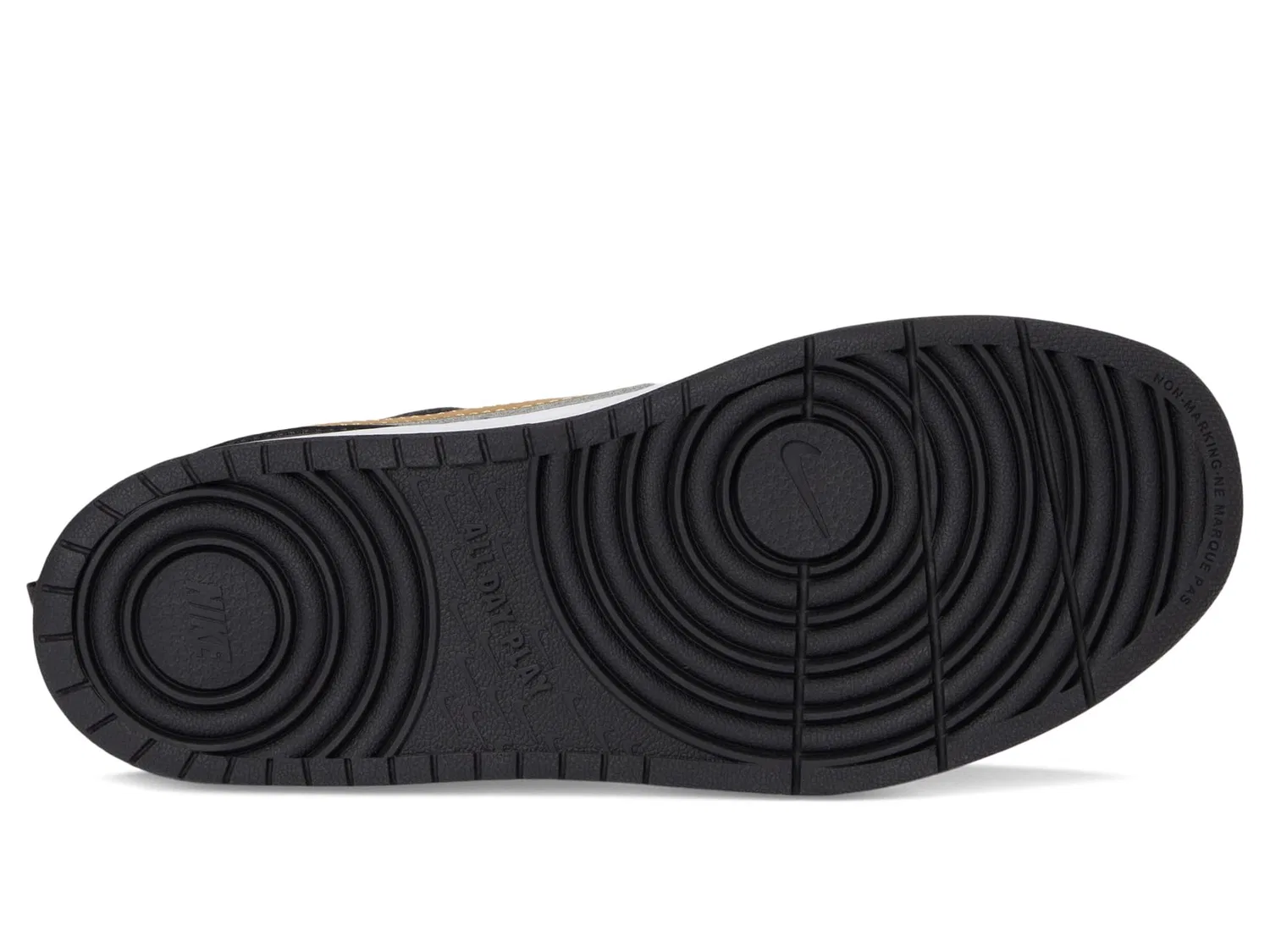 Детские кроссовки для мальчиков с эластичными шнурками NIKE Court Borough Low Recraft, Black Metallic Gold Black White — фото 4