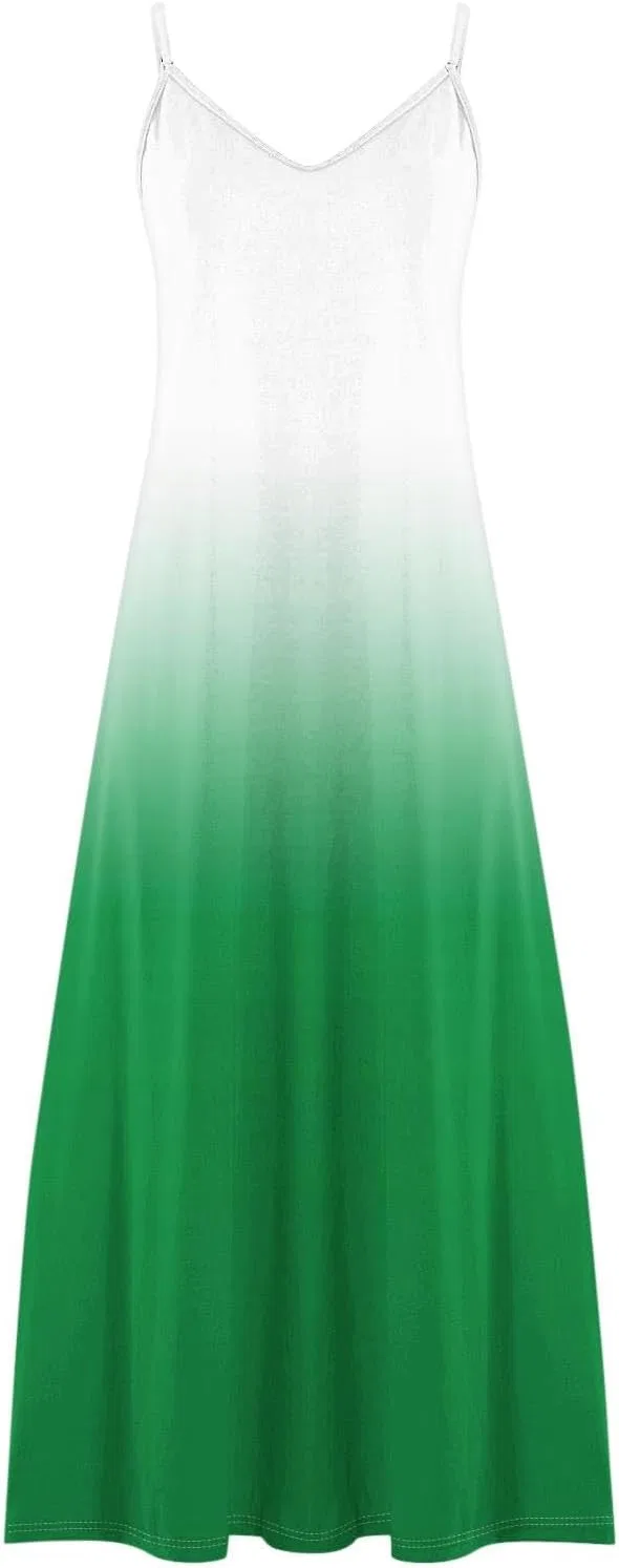 Женское пляжное платье макси с V-образным вырезом Tie Dye, Green — фото 3