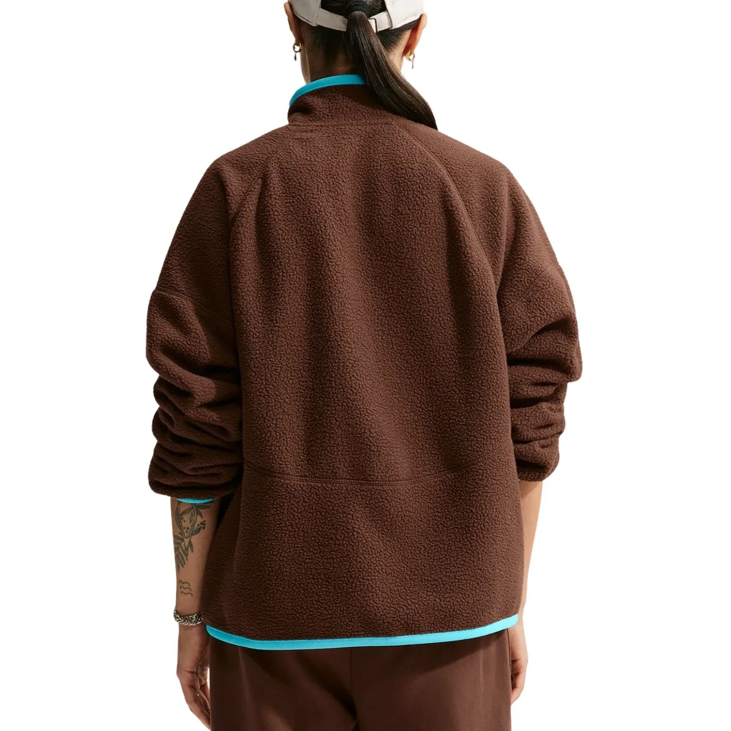 Женская футболка Sportswear Oversized Fleece Top 'Cacao Wow Baltic Blue White' Nike, Cacao Wow/Baltic Blue/White — фото 2