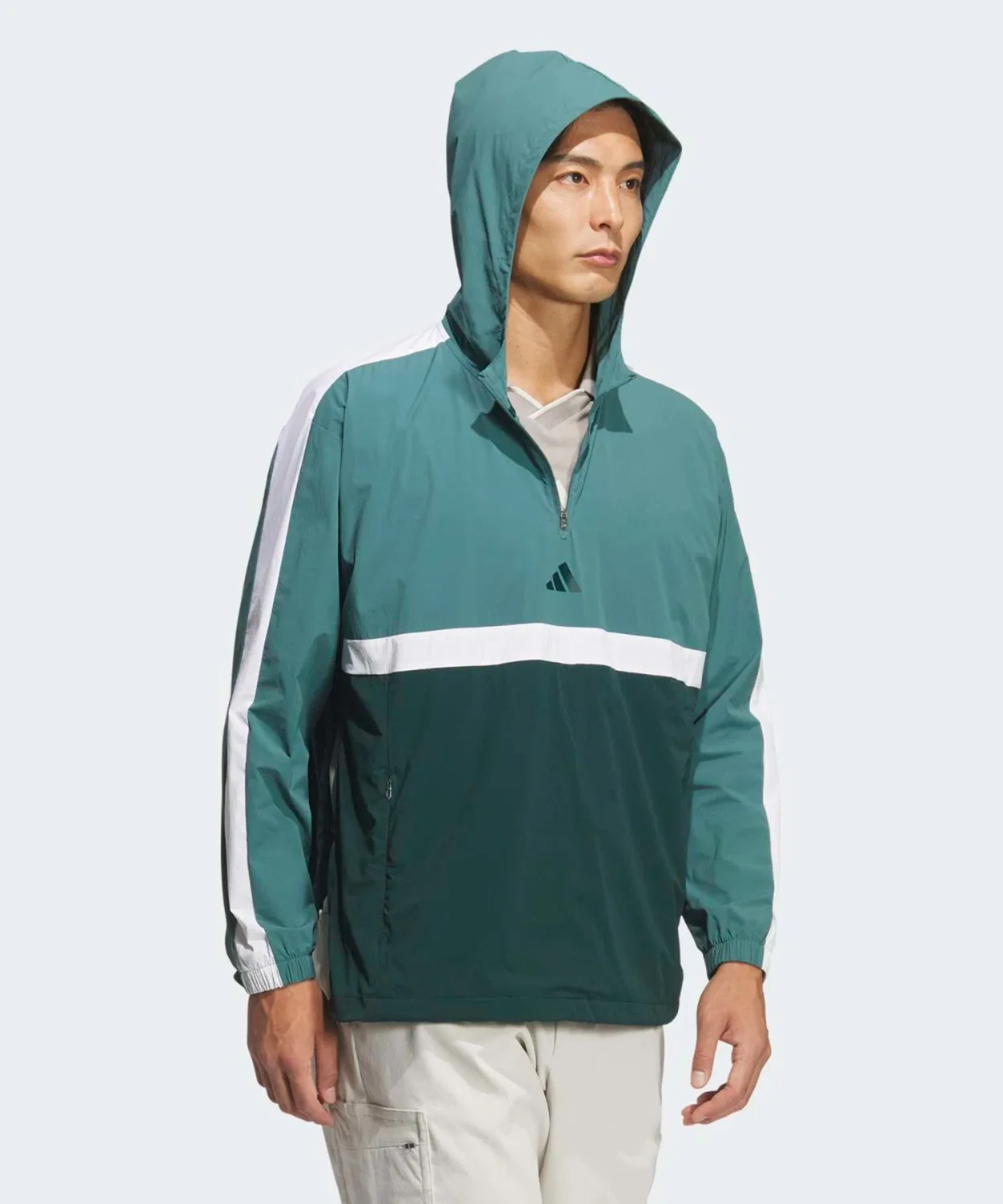 Мужская куртка-блузон с капюшоном, длинным рукавом, модель Quarter Zip, Adidas Golf, Blue — фото 3
