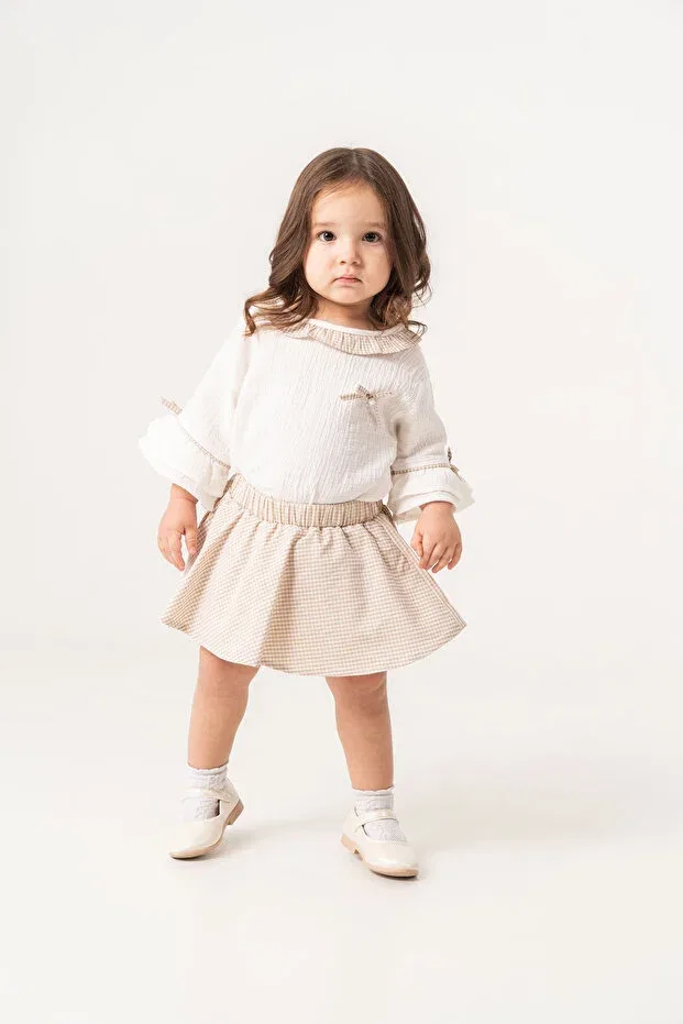 Детский комплект одежды для девочек хлопковый Glam Jnf Kids, Beige — фото 3
