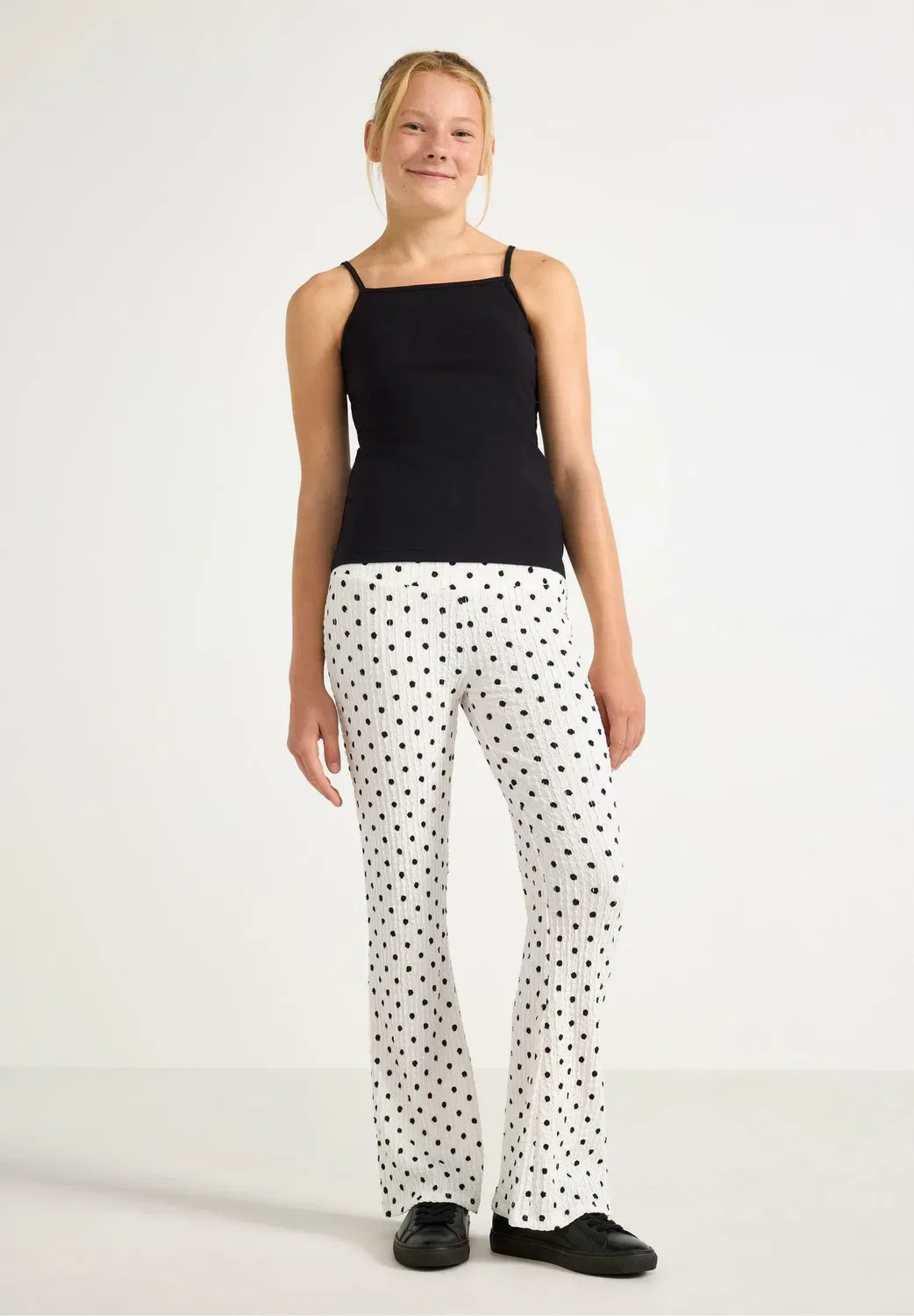 Мятые брюки с поясом-колоколом - леггинсы - брюки Lindex, Off White
