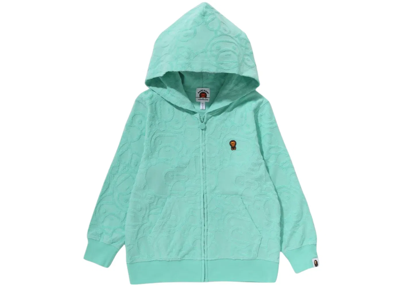 Детский худи с начесом BAPE Kids All Baby Milo Pile Zip Hoodie, Green