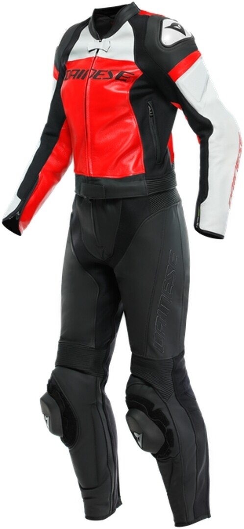 

Dainese Mirage Две части Женский мотоцикл кожаный костюм, черный/красный/белый