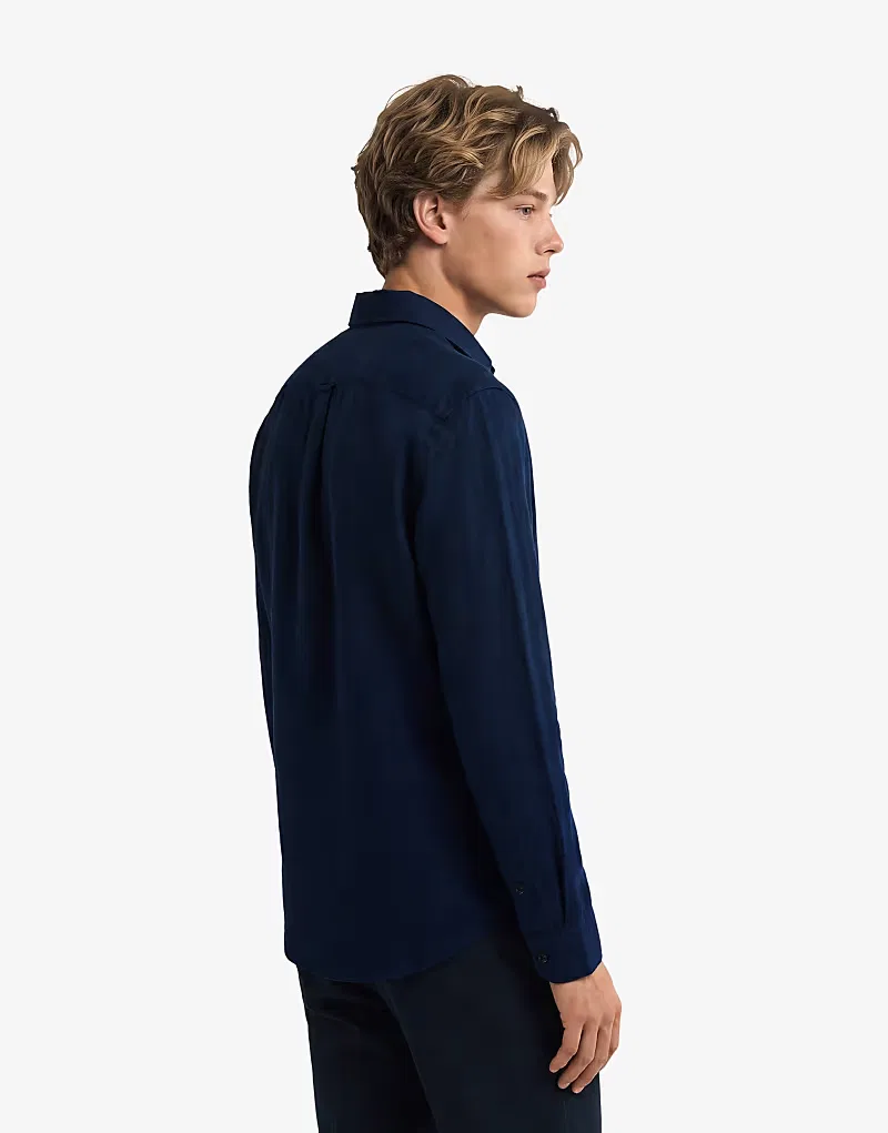 Льняная рубашка Superdry Riviera с длинными рукавами, затмение темно-синий — фото 3