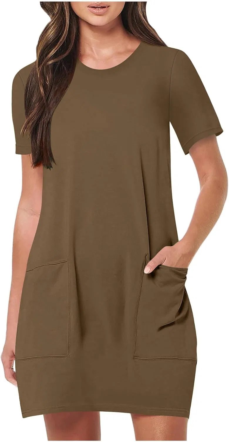 Женское короткое платье с коротким рукавом Sundress, Brown