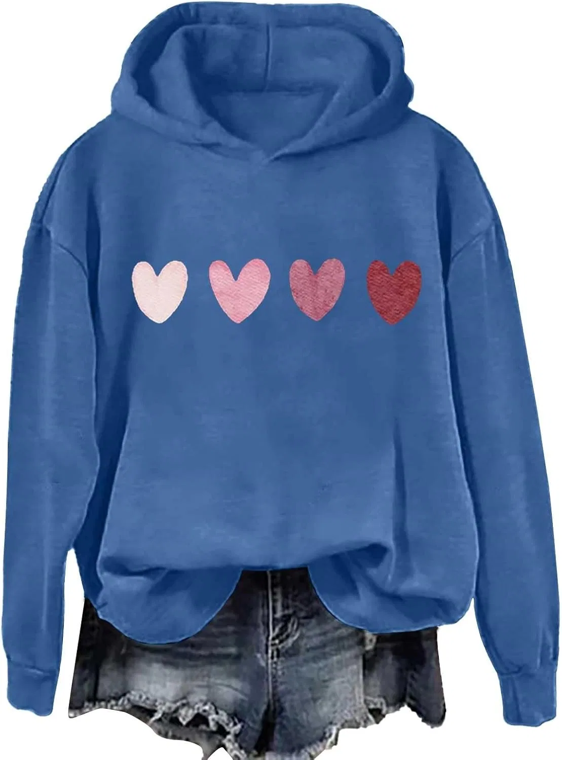 Женское худи с принтом Heart Sweatshirt, синий