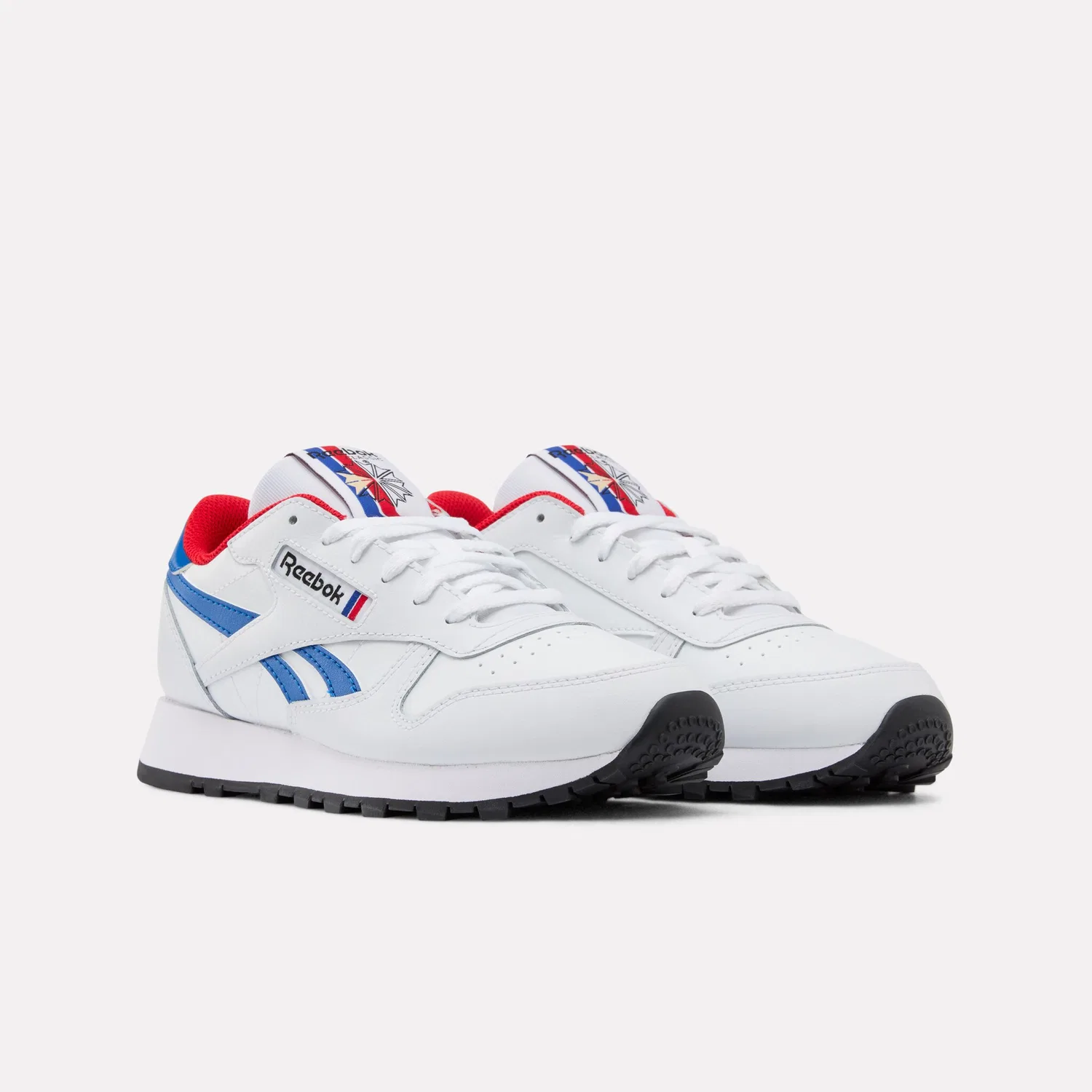Детские классические кожаные кроссовки Reebok Classic, White/Blue/Red
