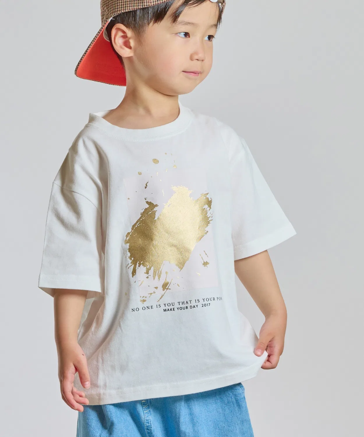 Детская футболка с принтом Foil Art MAKE YOUR DAY, Off White