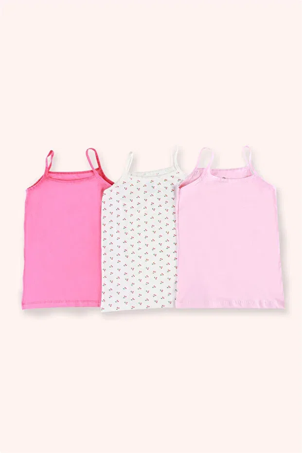 Детское для девочек нижнее белье с принтом 3-штучный набор Cherry Patterned Panço, Fuchsia