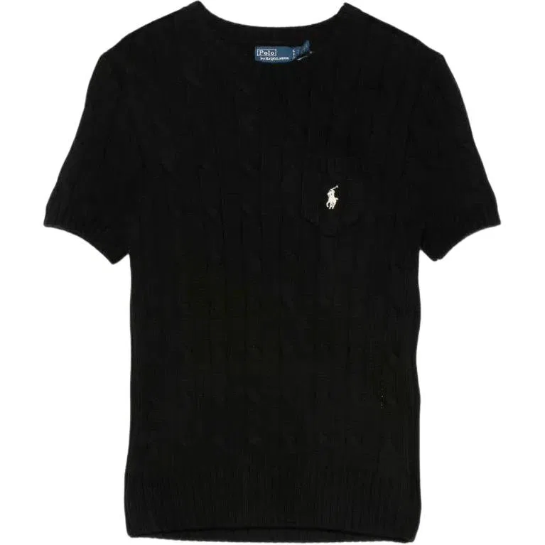 Женский трикотажный свитер с круглым вырезом и прямым кроем Black Polo Ralph Lauren