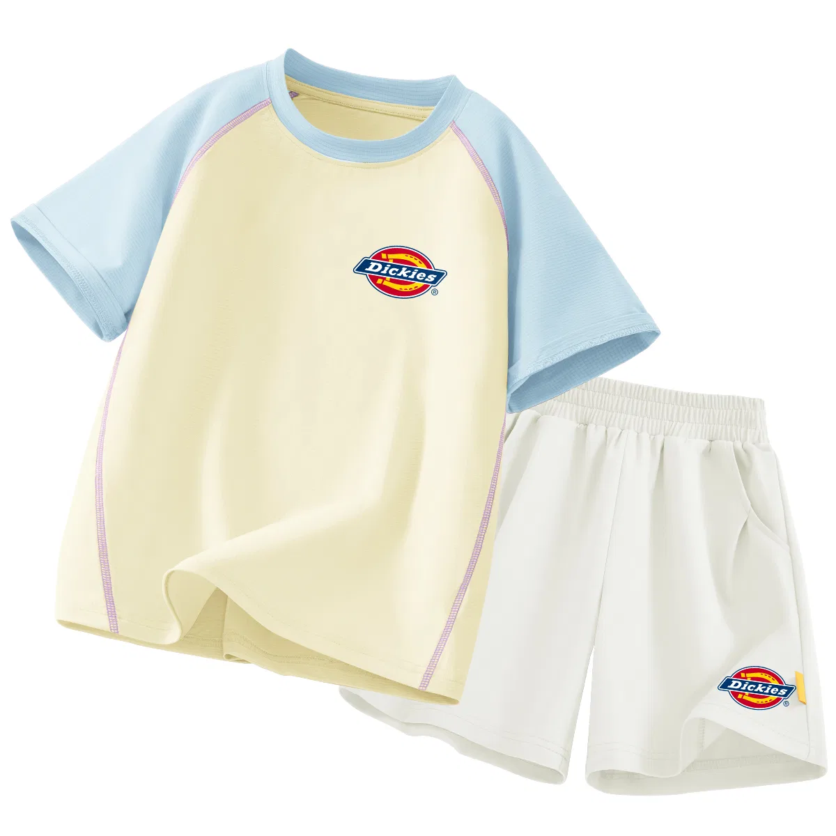 Детский спортивный комплект с принтом Dickies, Silicone Standard K Blue Yellow+Standard K_Bottom Right Mist White