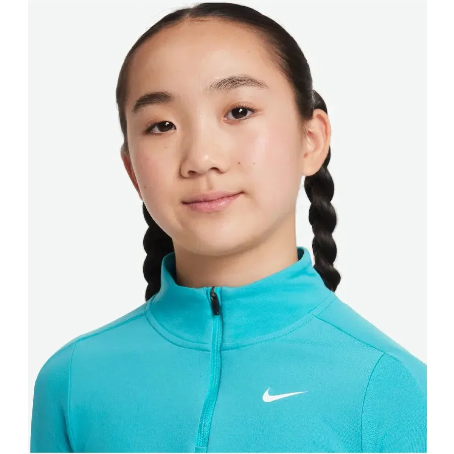 Детская спортивная кофта Dri-FIT с длинным рукавом и четвертью молнии Nike, Зеленый