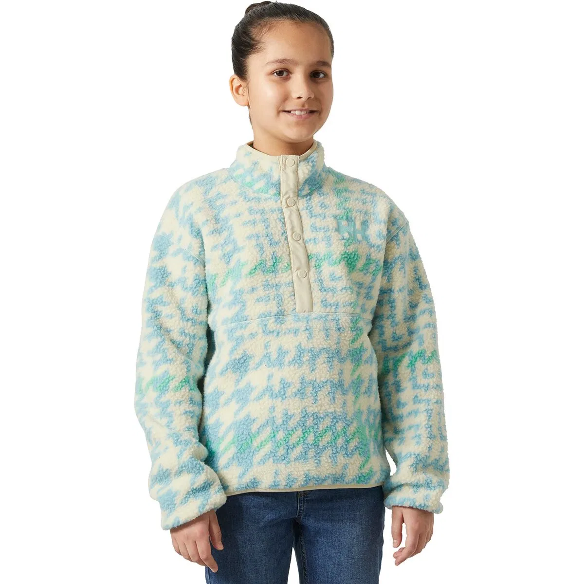 Детский свитер на пуговицах модель Jr Frosty Pile Sweater Helly Hansen, Light Cyan Broxburn Aop — фото 3