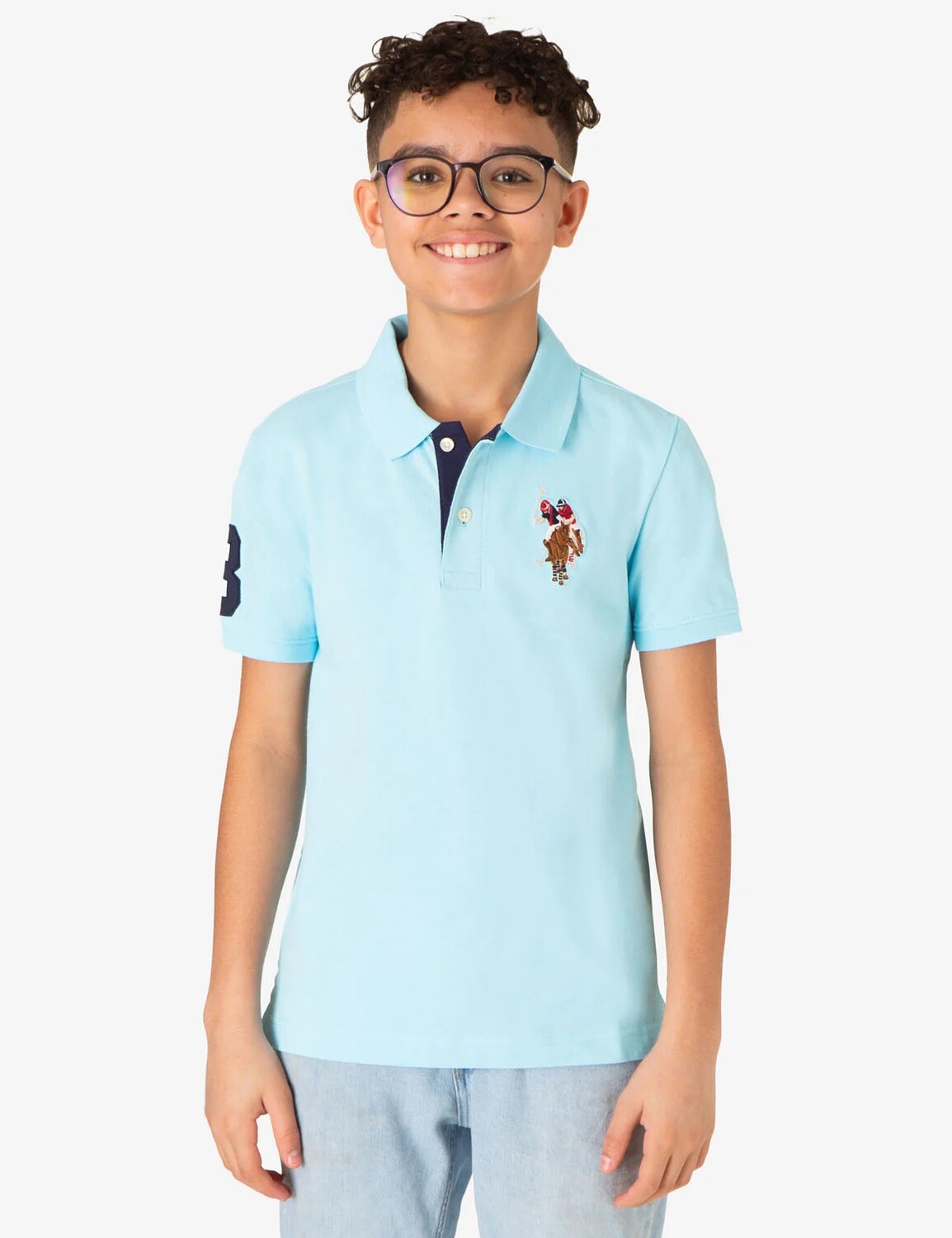 

Футболка поло U.S. Polo Assn. Boys Multi Color Logo Pique, голубой