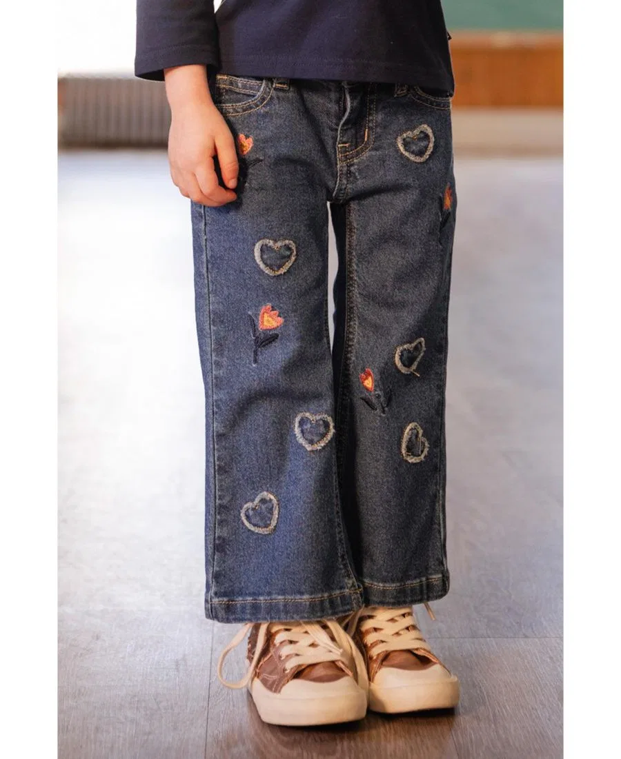 Джинсы клеш с аппликациями в виде сердечек Deux par Deux, Navy Blue Denim — фото 2
