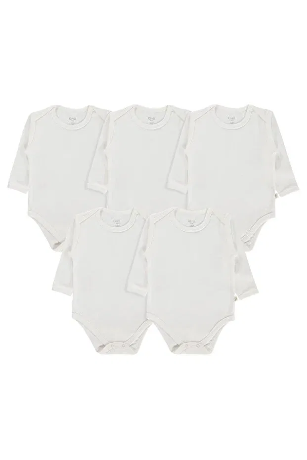 Детское боди с длинным рукавом комплект 5 шт Plain Long Sleeve 5-Pack Civil Baby, White