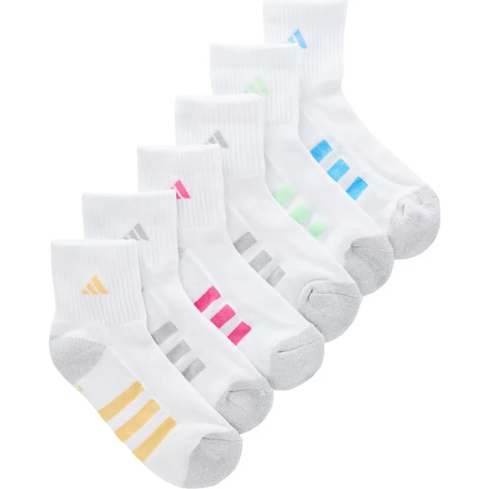 Детский набор из 6 пар средних мягких носков для подростков Adidas, White Assorted