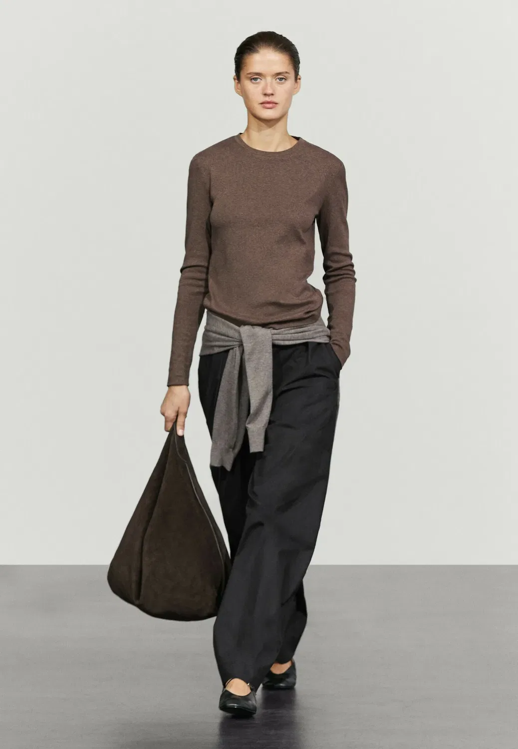 Топ с длинными рукавами Massimo Dutti, Mottled Brown — фото 3