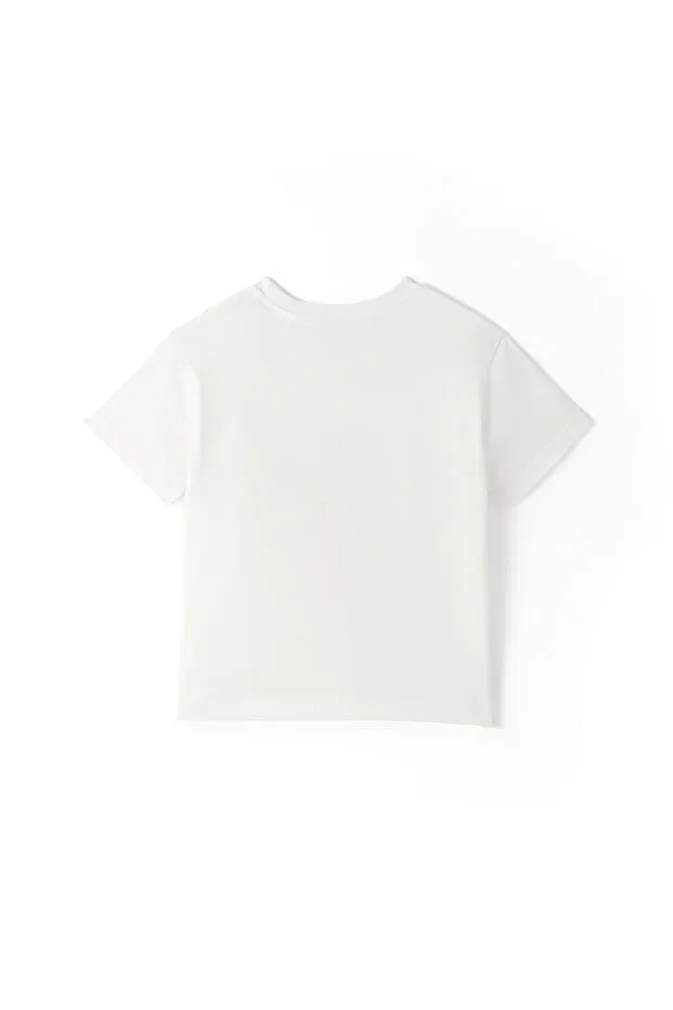 Детская хлопковое футболка без рукавов Croissant mood t-shirt Petit Coral, White — фото 4